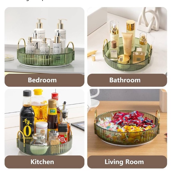 Rotating Lazy Susan Makeup Organizer NEW  Green Round - Picture 3 of 4